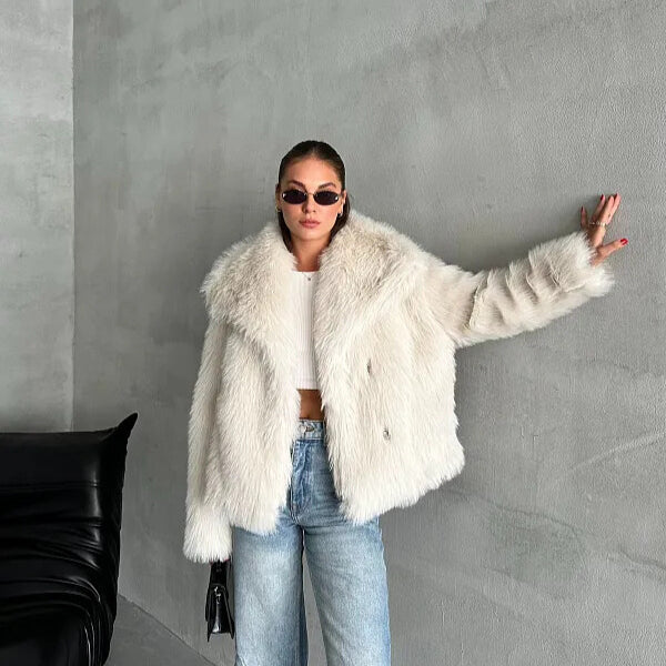 Luxe Ivory Faux Fur Jacket