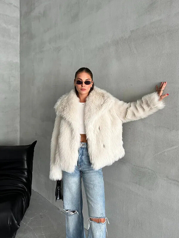Luxe Ivory Faux Fur Jacket