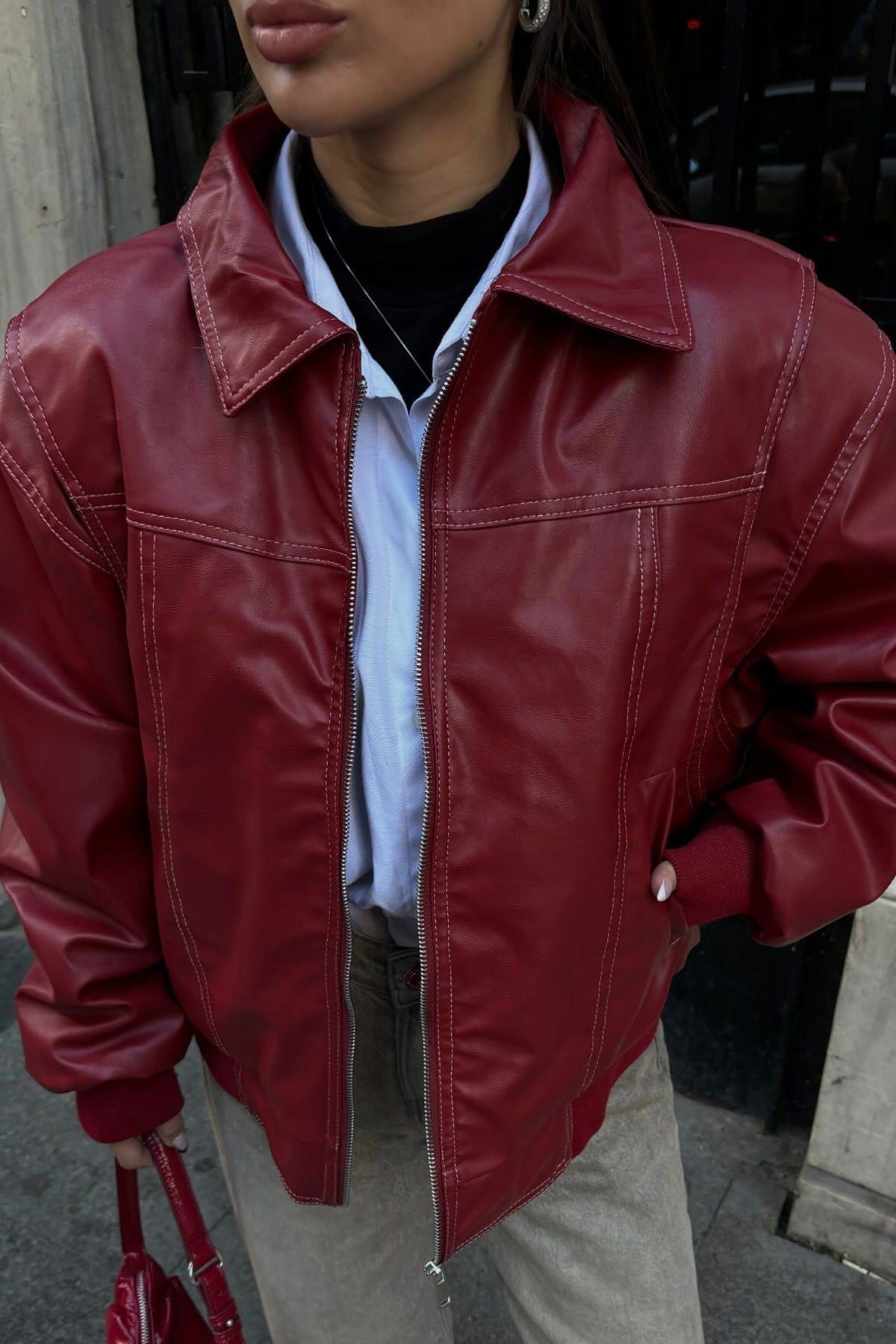 Scarlet Edge Faux Leather Jacket