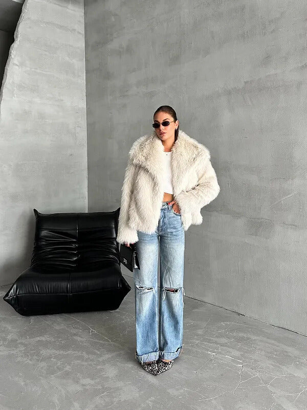 Luxe Ivory Faux Fur Jacket