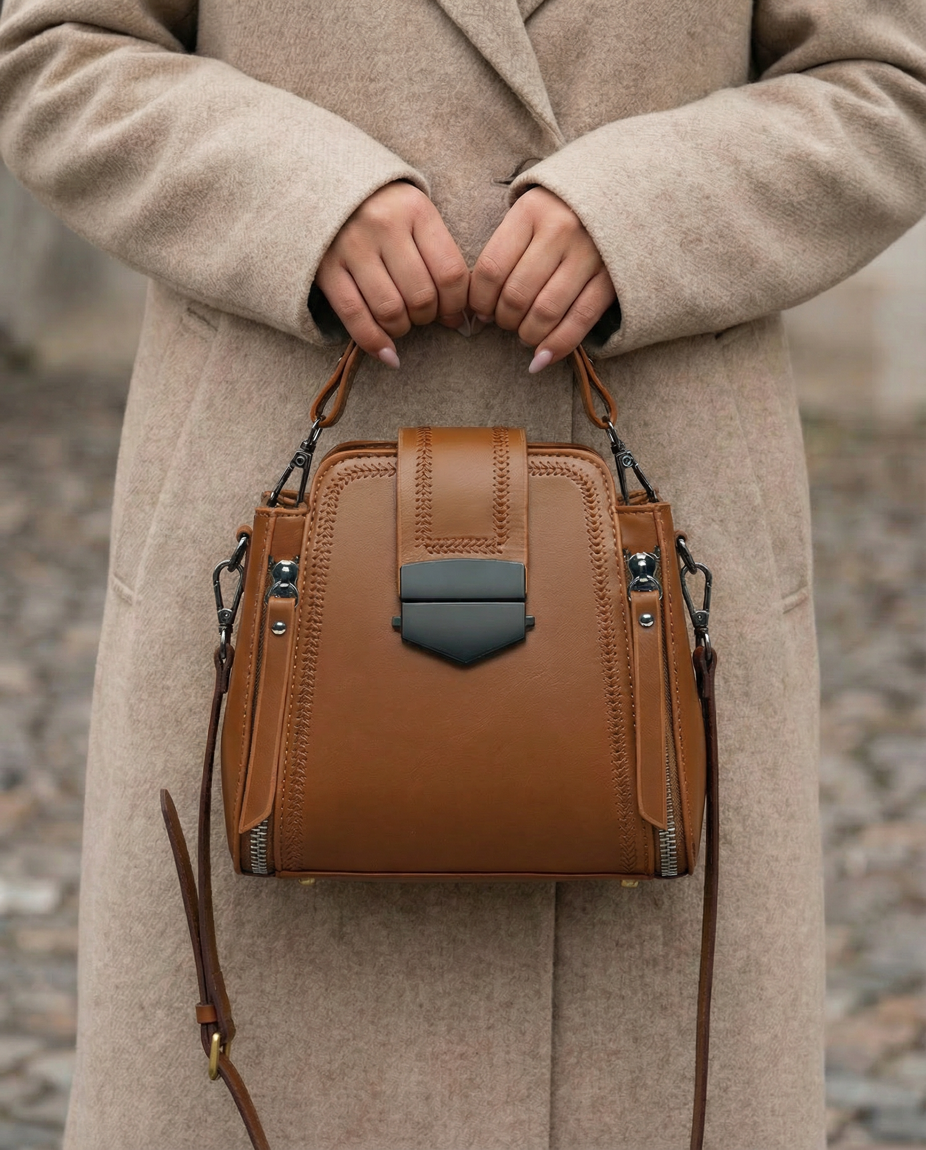 Chevron Top-Handle Crossbody