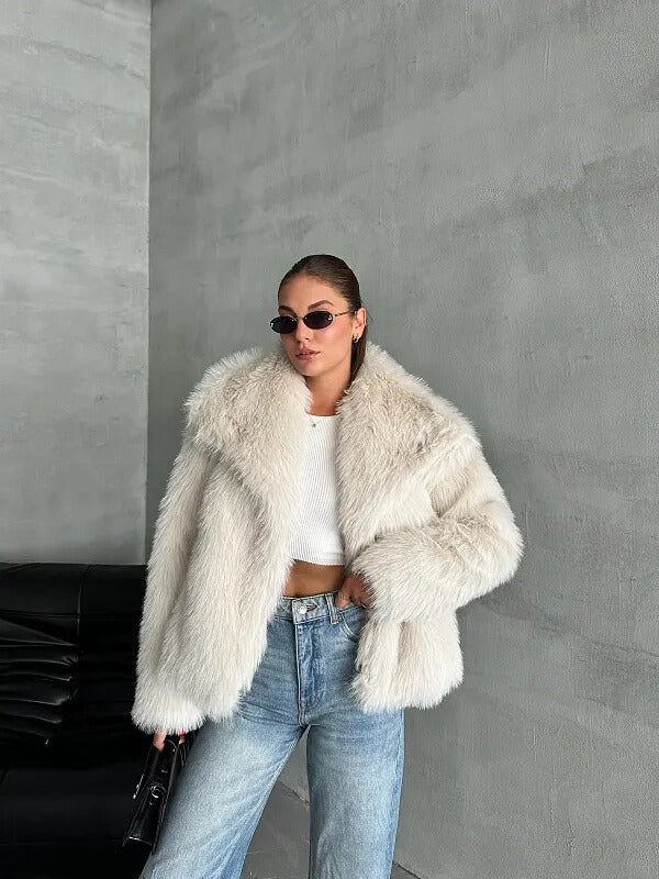 Luxe Ivory Faux Fur Jacket