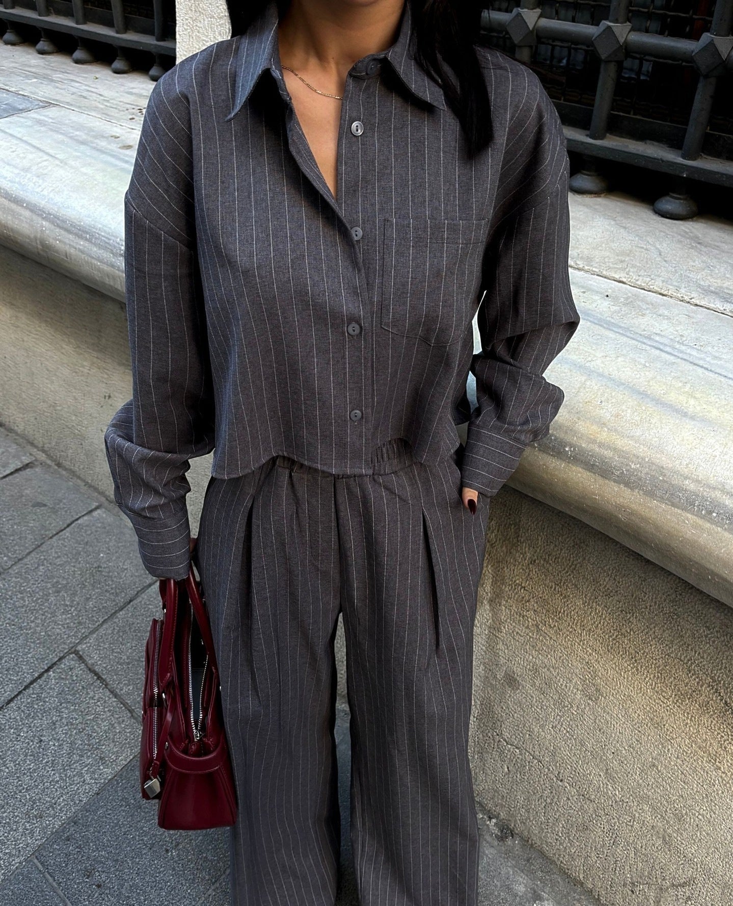 Elevate Pinstripe Two-Piece Set