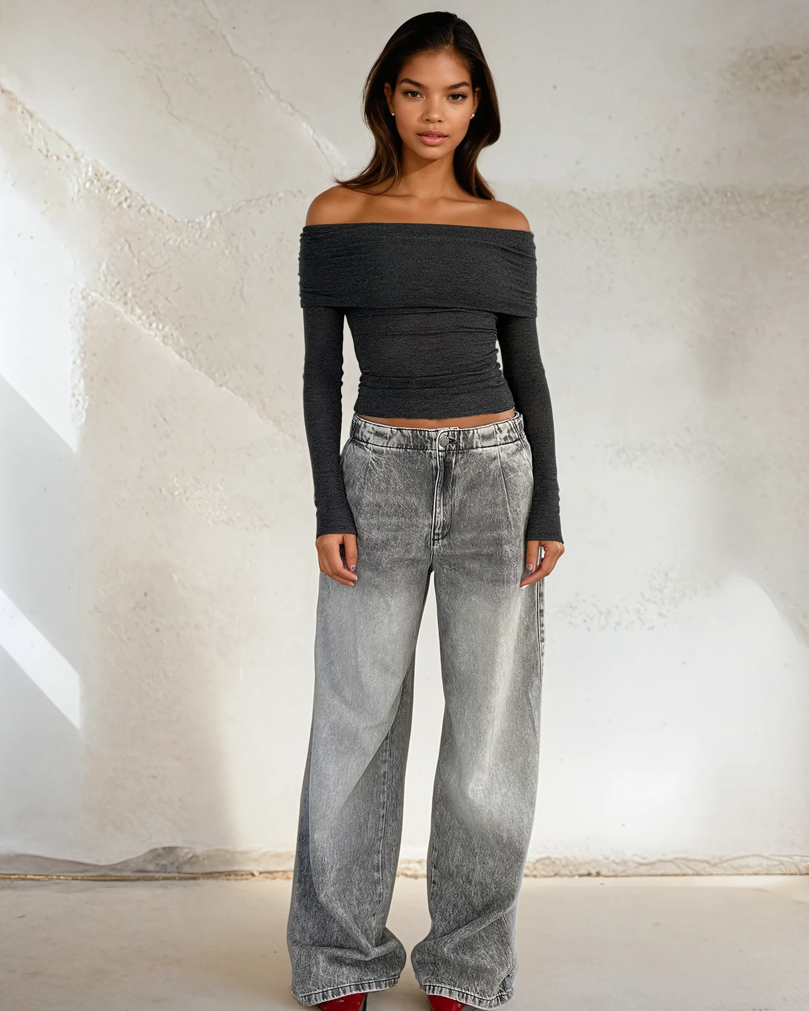 Ash Fade Wide-Leg Jeans