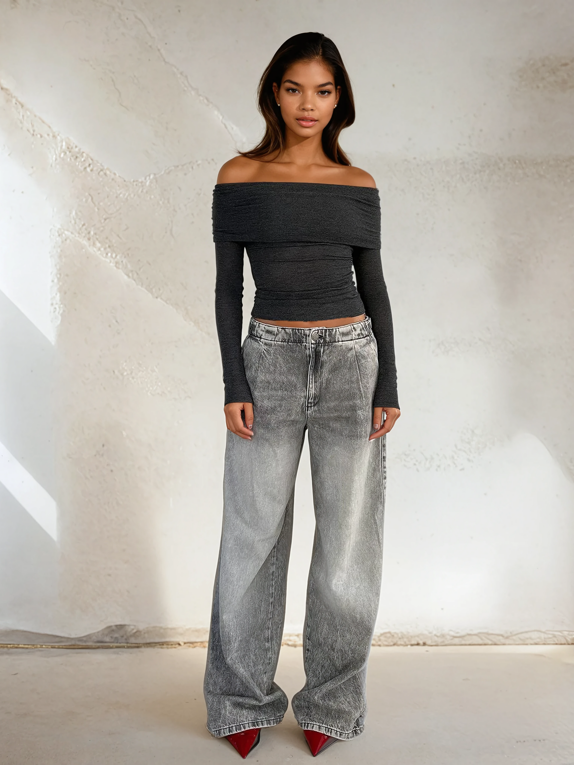 Ash Fade Wide-Leg Jeans