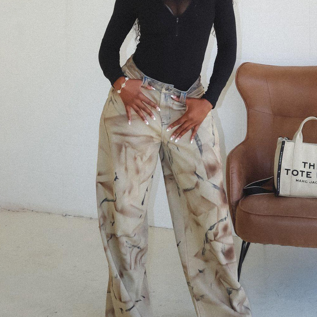 Ethereal Marble Wide-Leg Jeans
