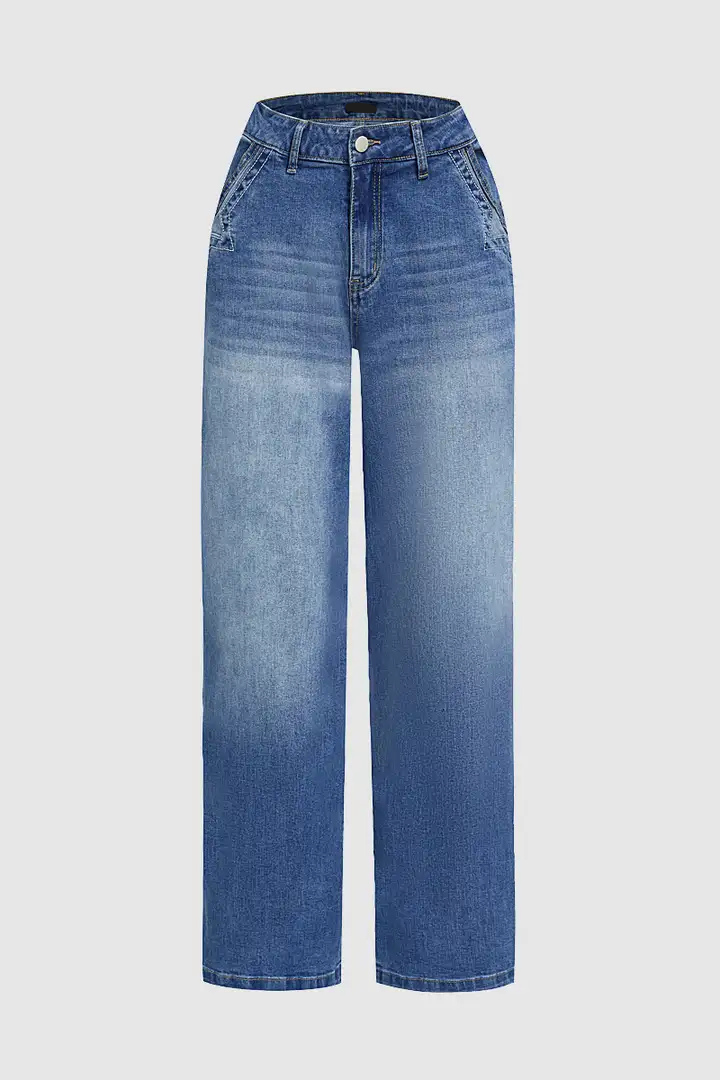 Sarah Wide Leg Mid Rise Jeans