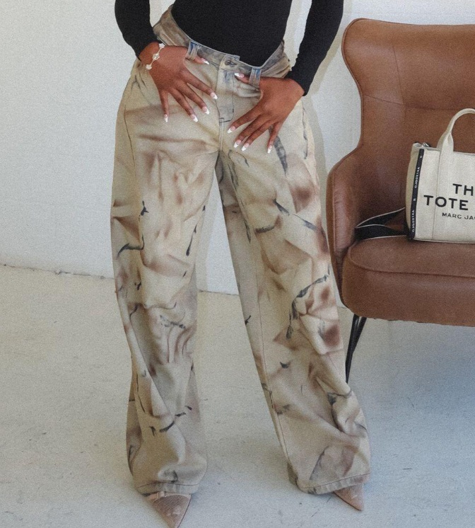 Ethereal Marble Wide-Leg Jeans