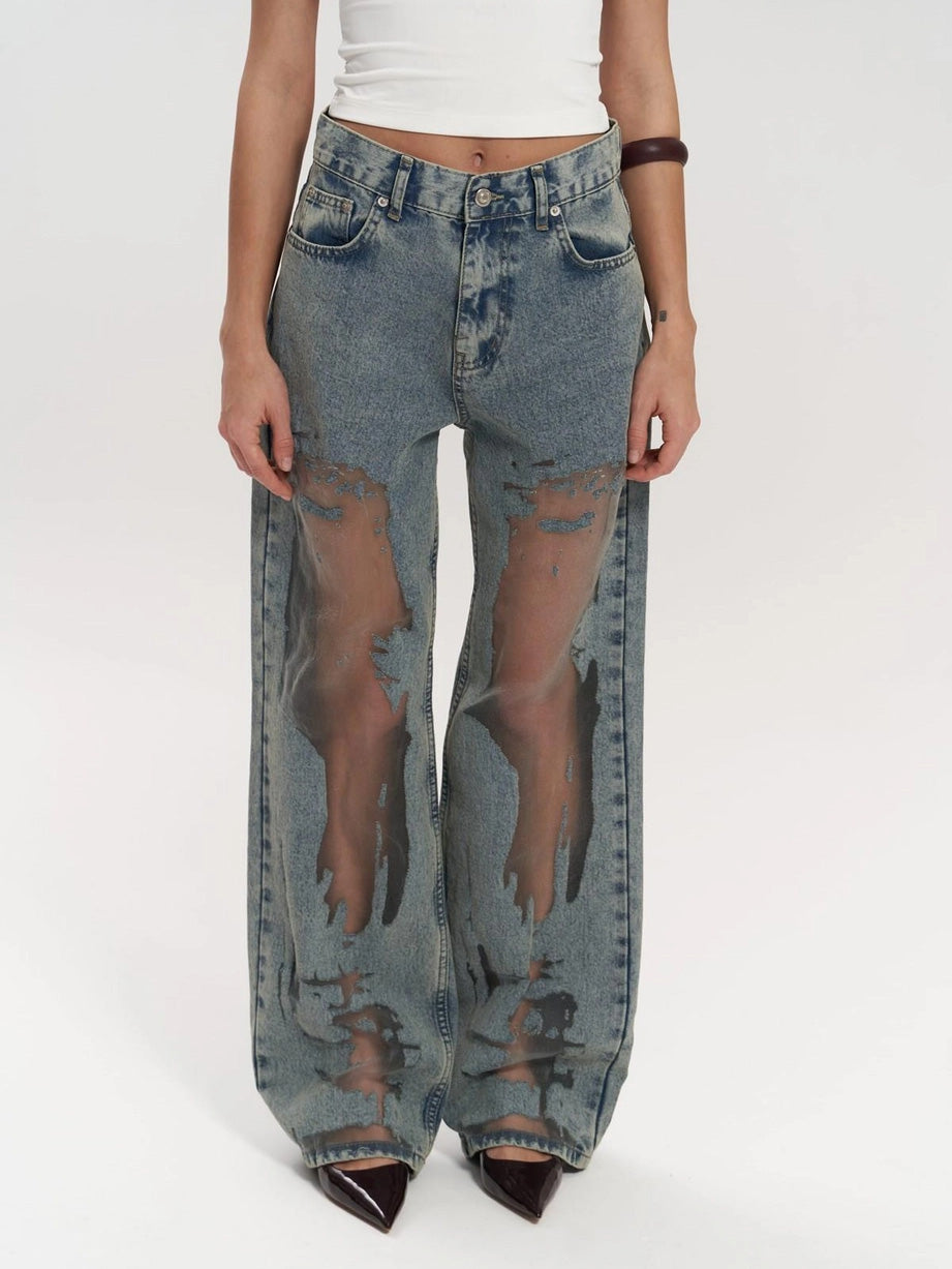 Blue Mirage Transparent Jeans