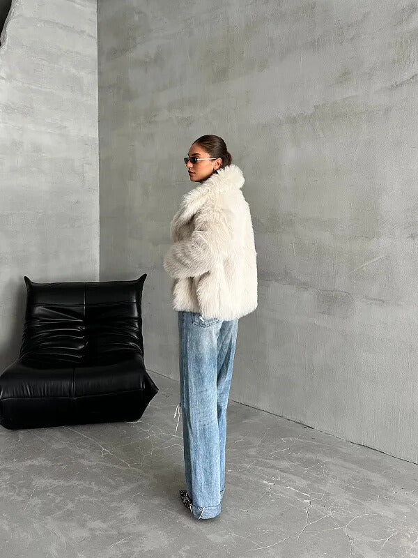 Luxe Ivory Faux Fur Jacket