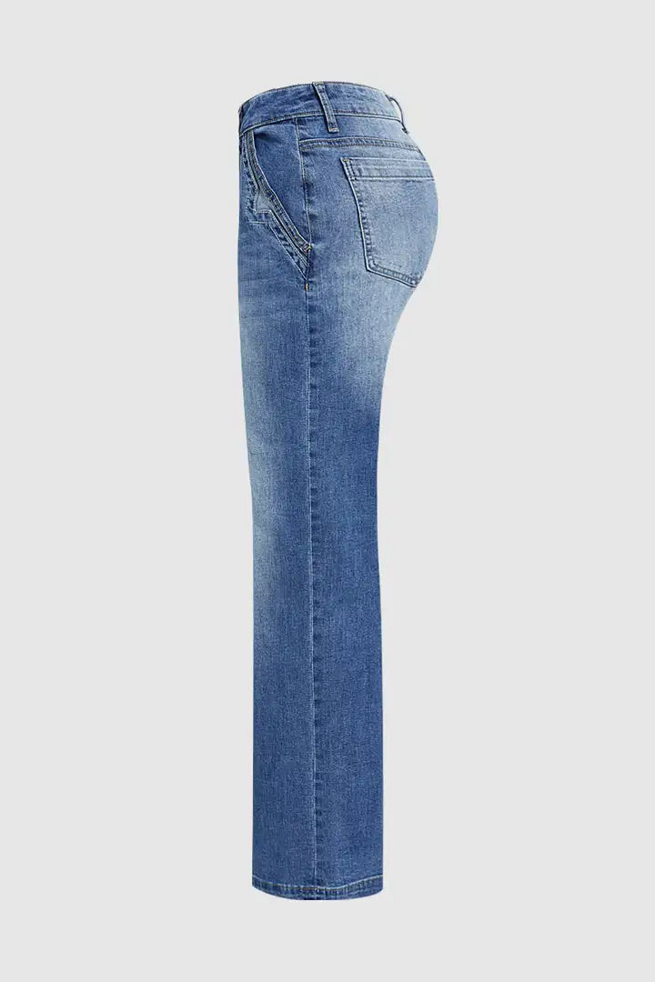 Sarah Wide Leg Mid Rise Jeans